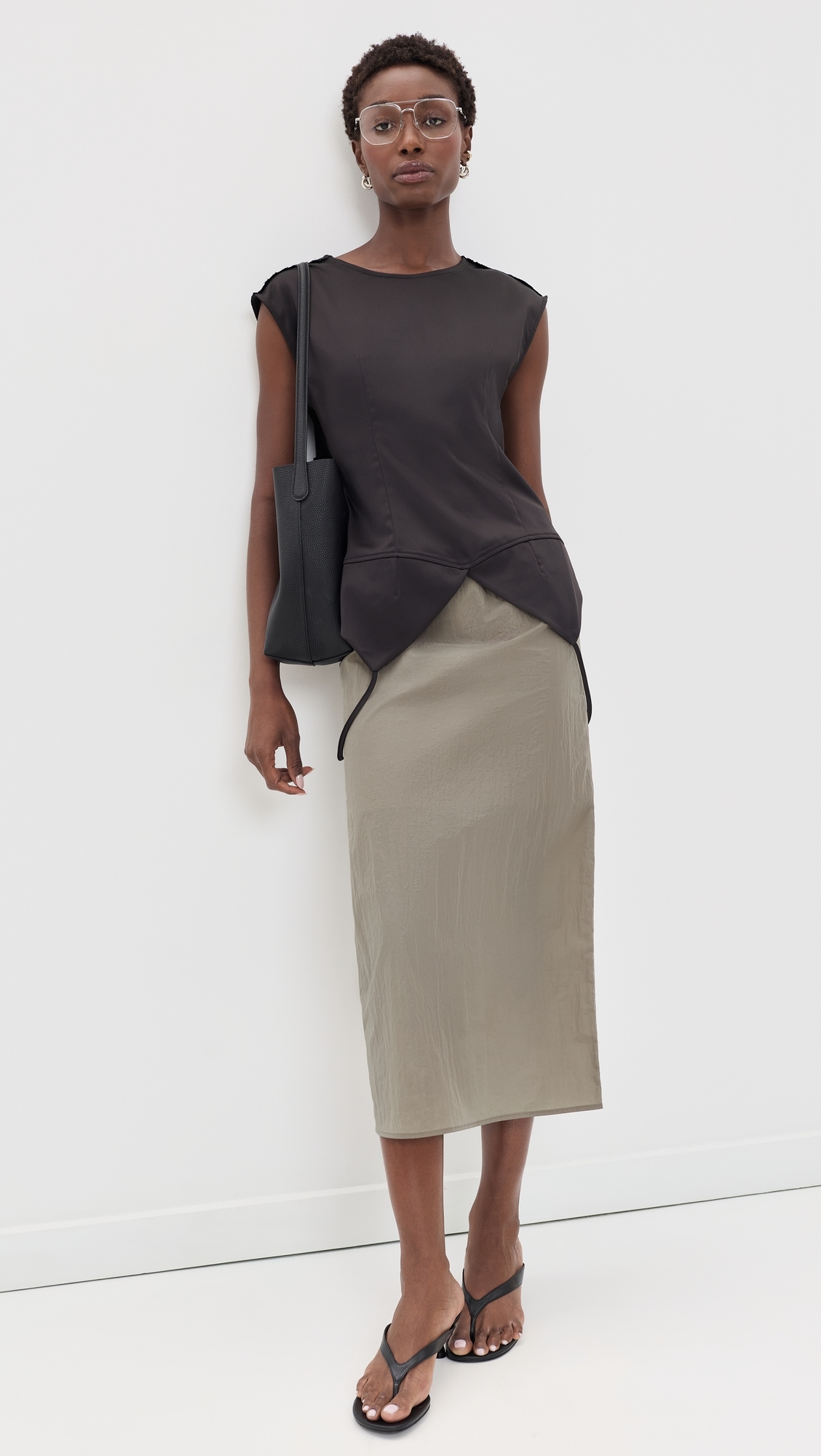 Nylon Long Skirt Tea