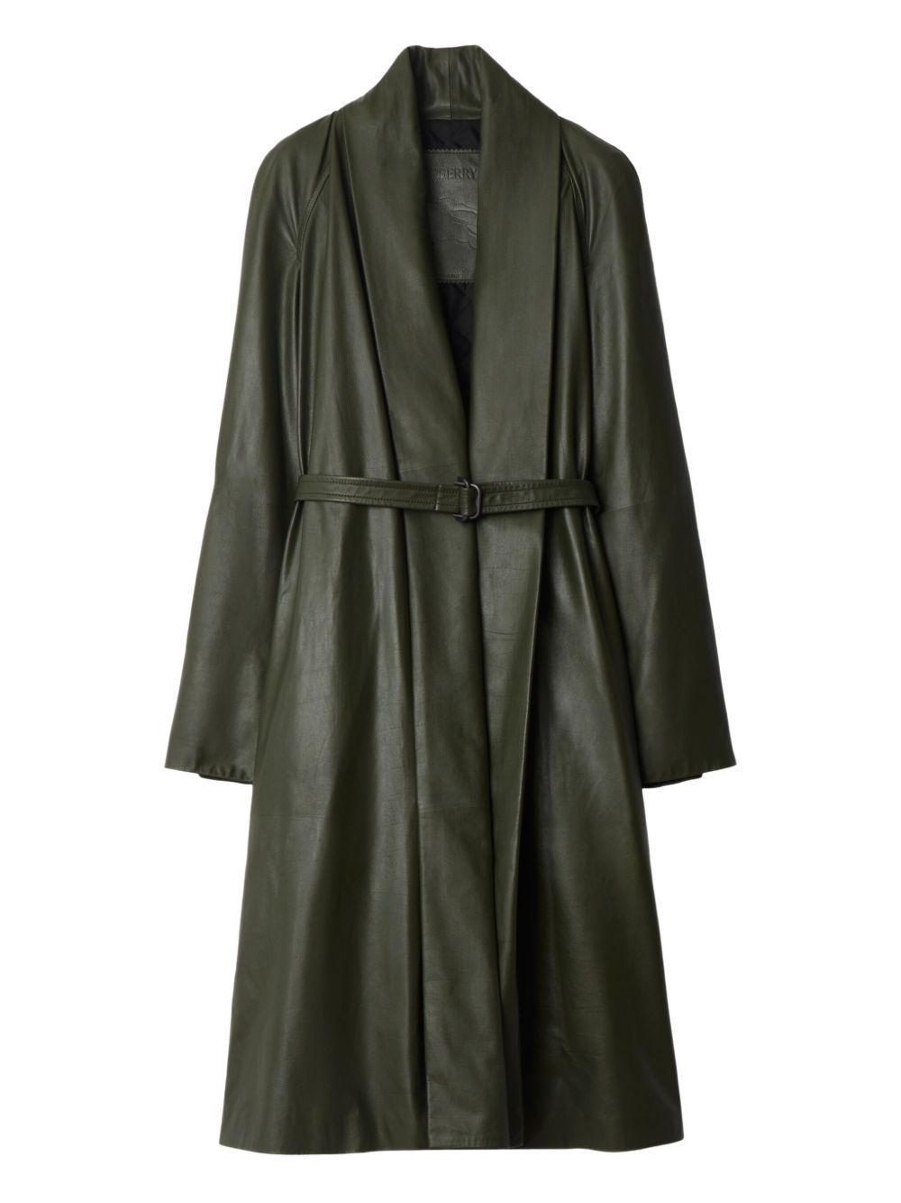Belted leather coat - Green