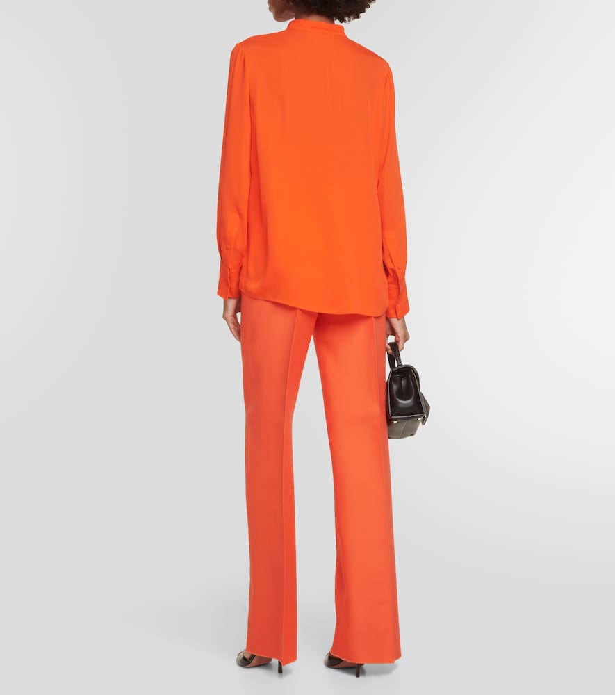 Scarf neckline silk shirt