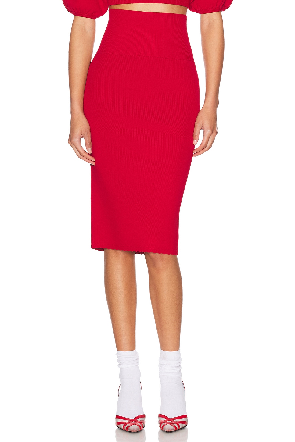 Helsa Luella Midi Skirt in Red - Red. L also in