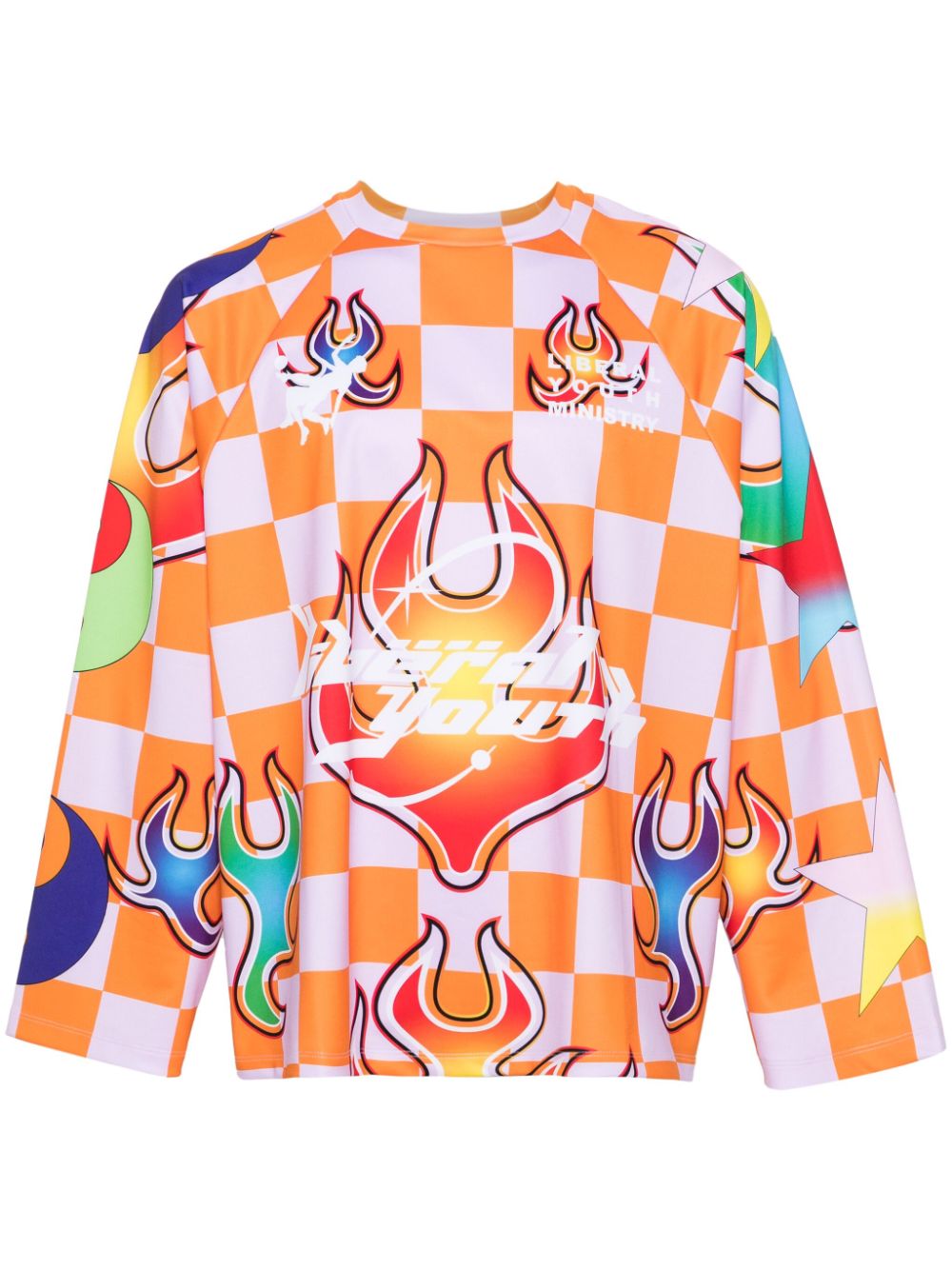 Graphic checkerboard-print sweatshirt - Orange