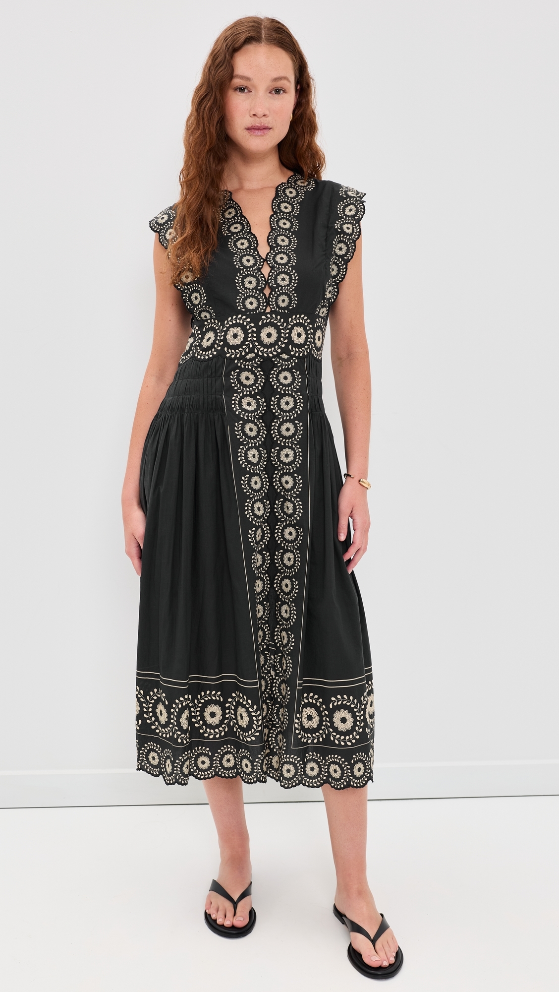 Mirabel Print Midi Dress Black