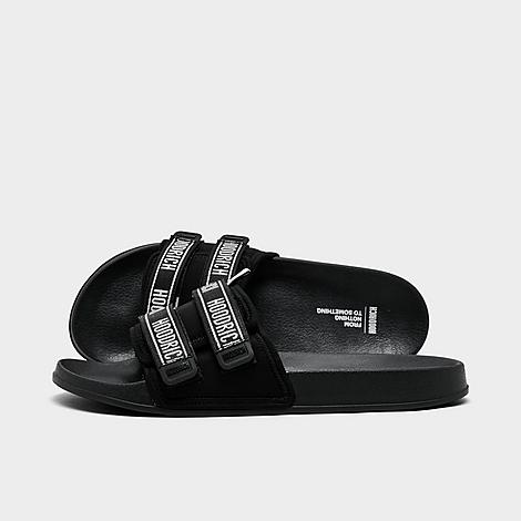 Men's Strike Strap Slide Sandals in Black/White