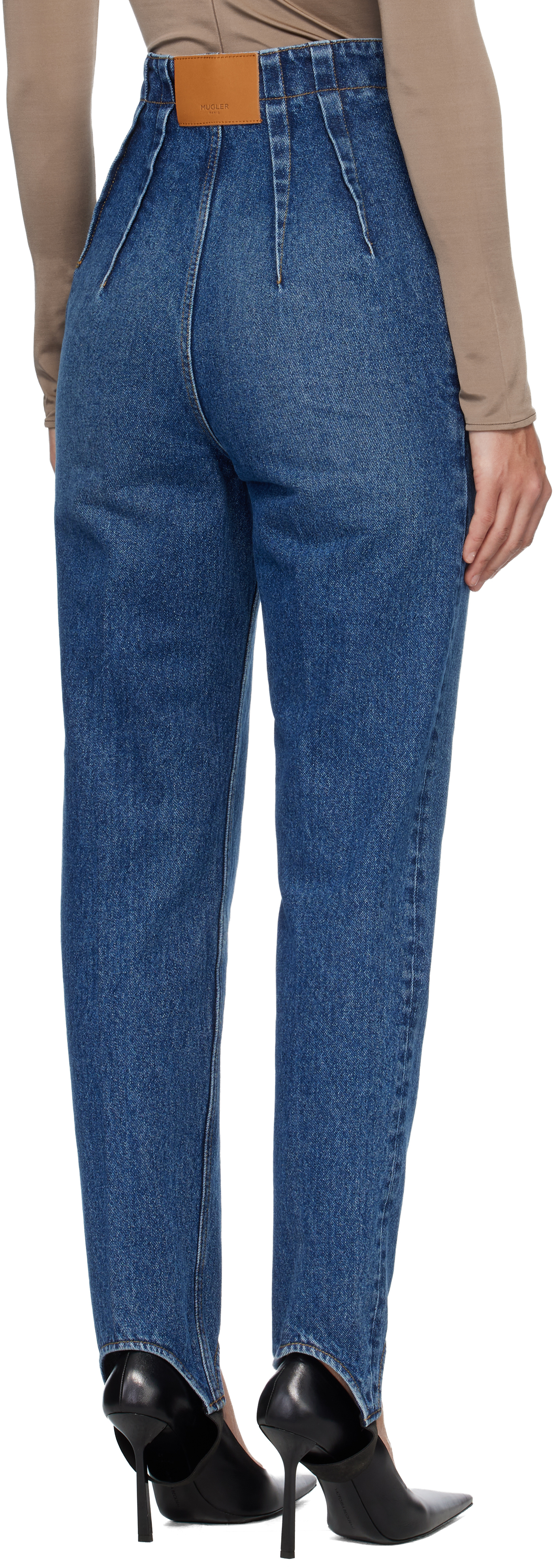 Blue Denim Cigarette Stirrup Jeans