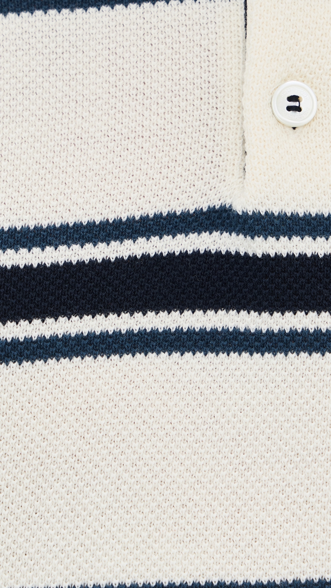 Unisex Multi Striped Polo Knit Cream/Navy