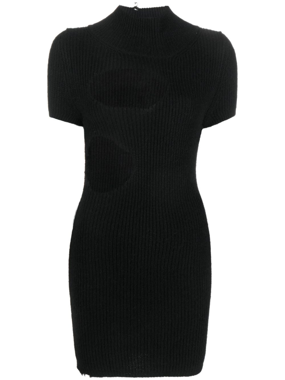 Cut-out ribbed minidress - Black