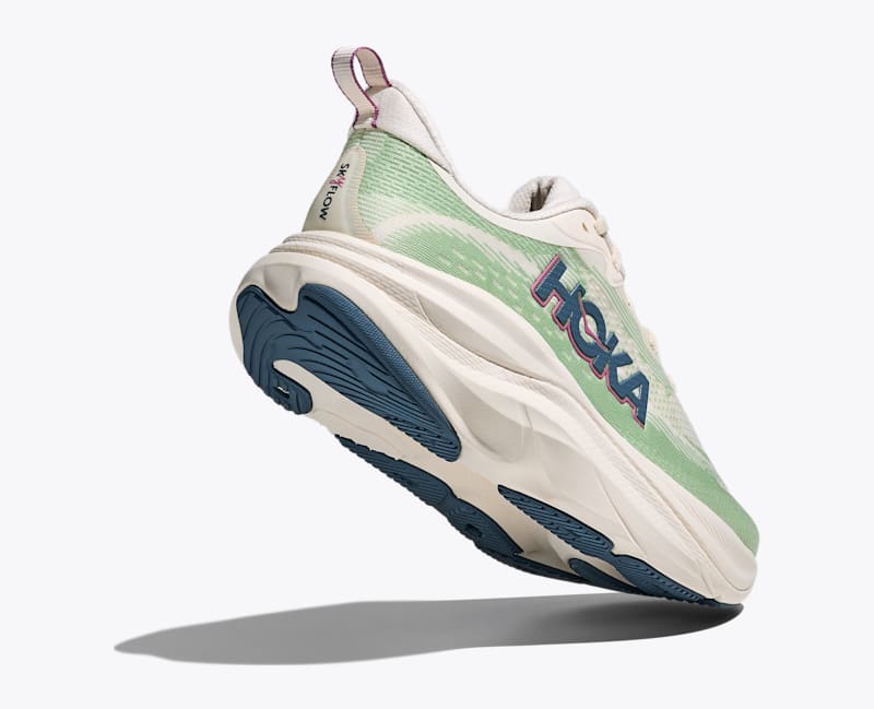 HOKA Women's Skyflow Shoes in Alabaster/Vintage Green