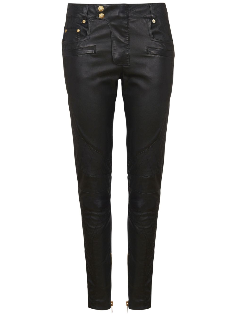 Quilted leather trousers - Black