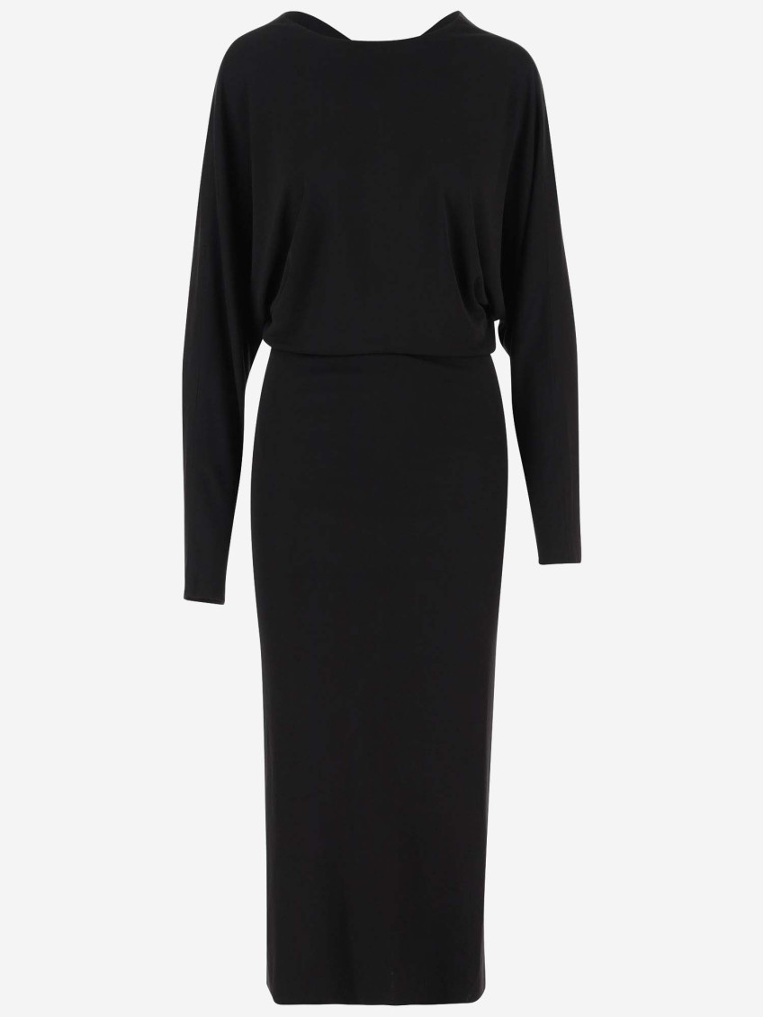 The Trina Long-sleeved Open-back Midi Dress