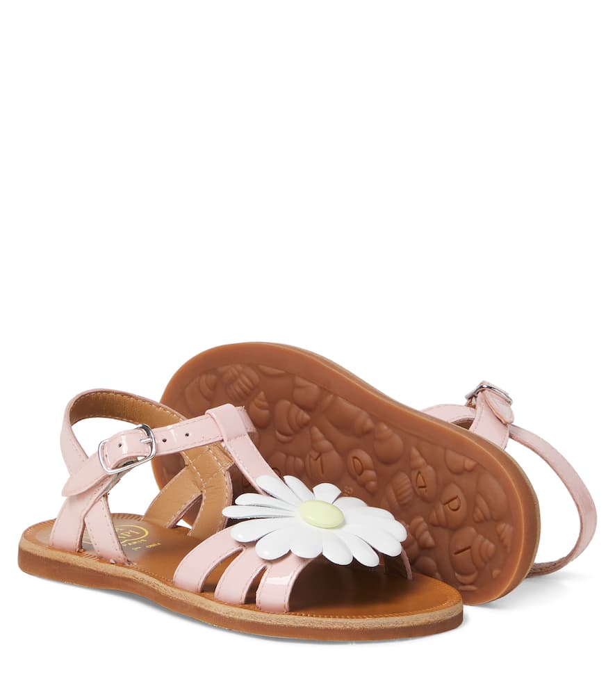 Plagette patent leather sandals
