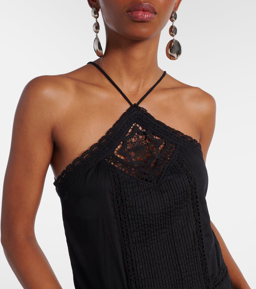 Geraldin lace-trimmed cotton minidress