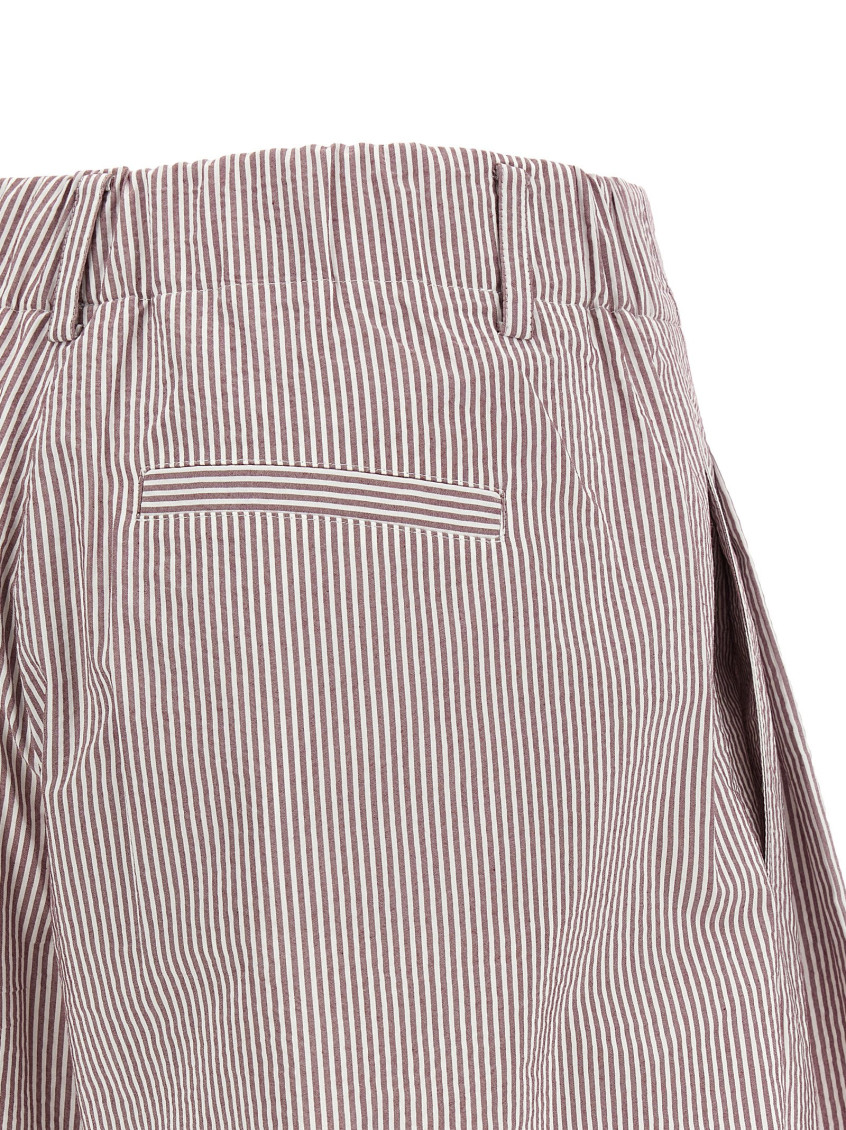 Brunello Cucinelli - striped shorts belt loops side and back pocket