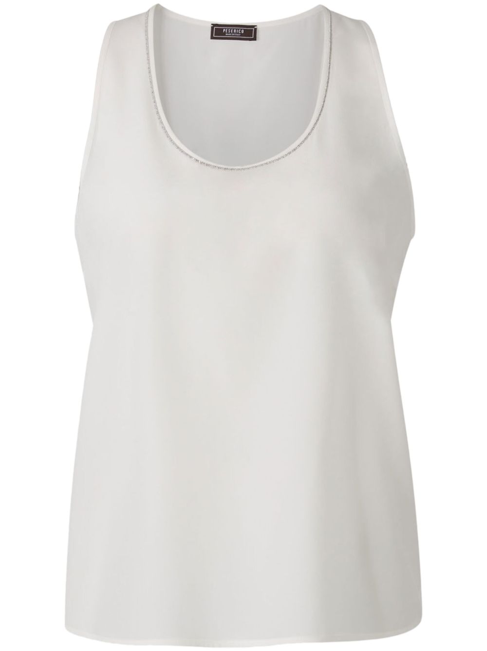 Rhinestone-collar tank top - White
