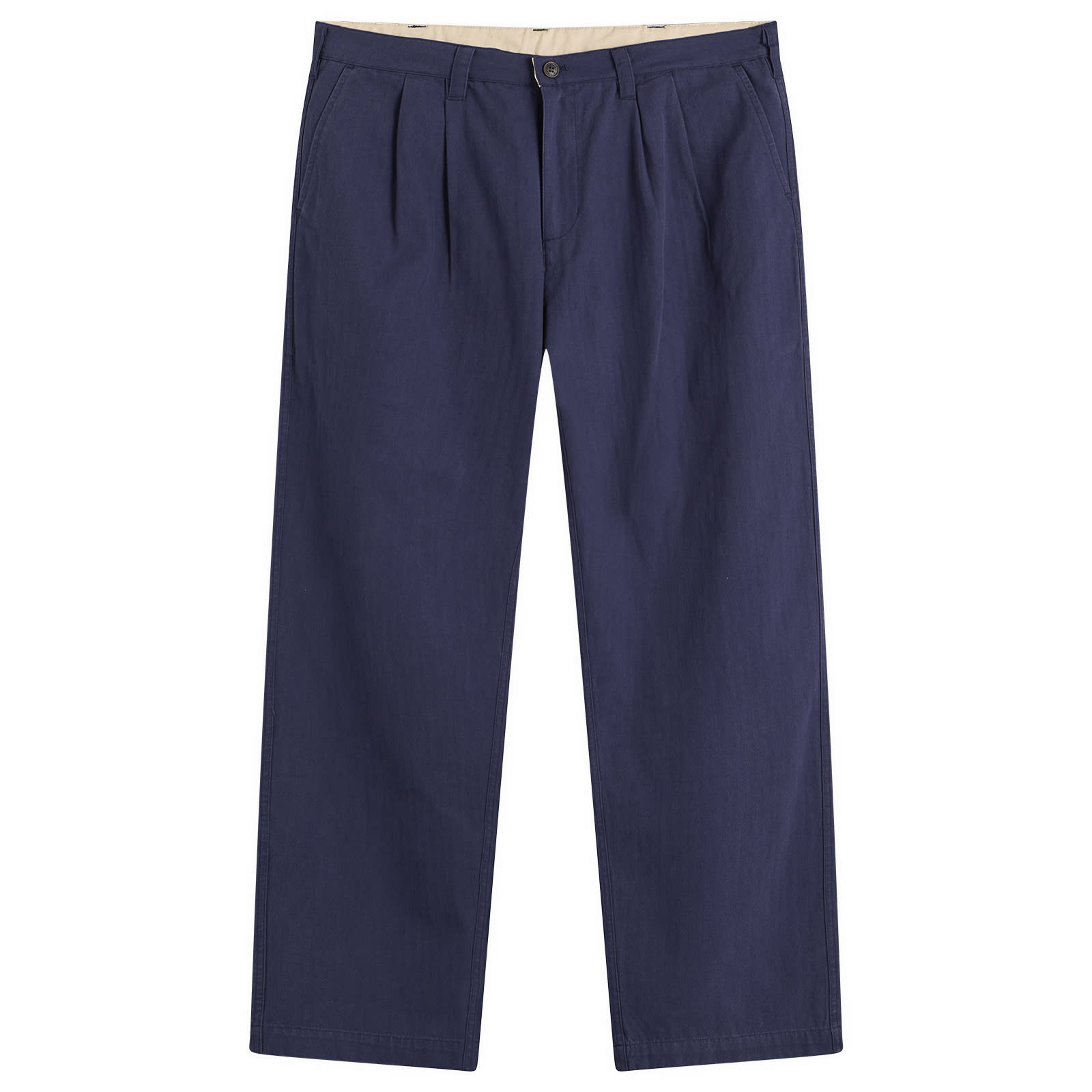 Men's Pleated Trousers in Washed Navy