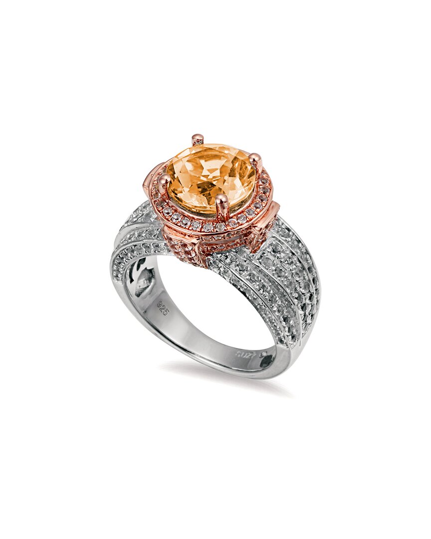 Two-Tone Silver 4.75 ct. tw. Citrine & White Topaz Ring