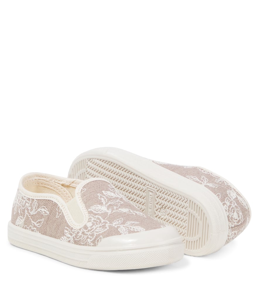 PèPè Floral embroidered denim slip-on sneakers