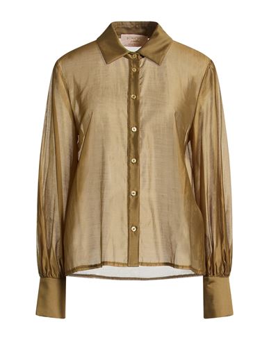 Woman Shirt Khaki Size 10 Lyocell, Polyester