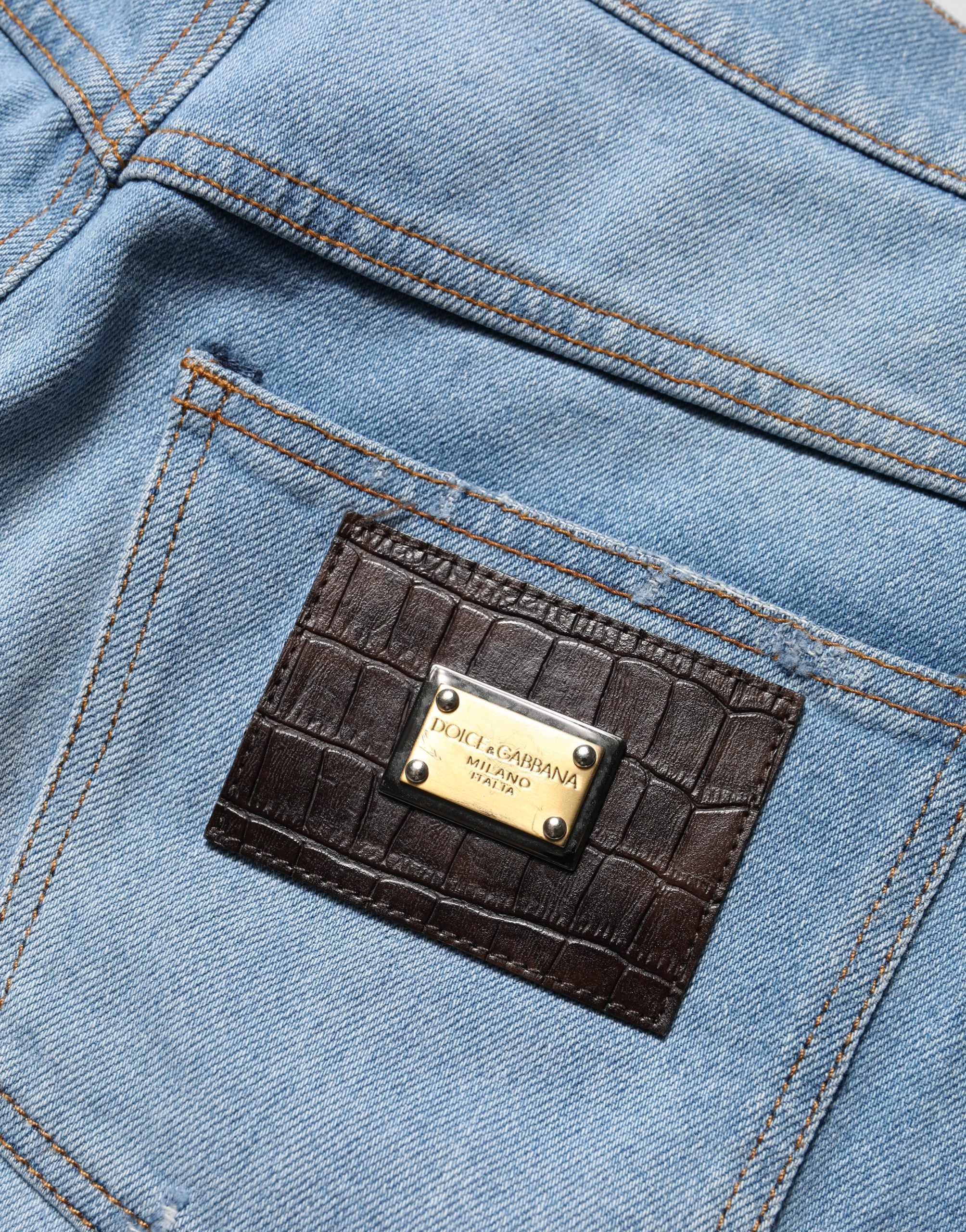 Distressed Cotton-Elastane Jeans — Blue