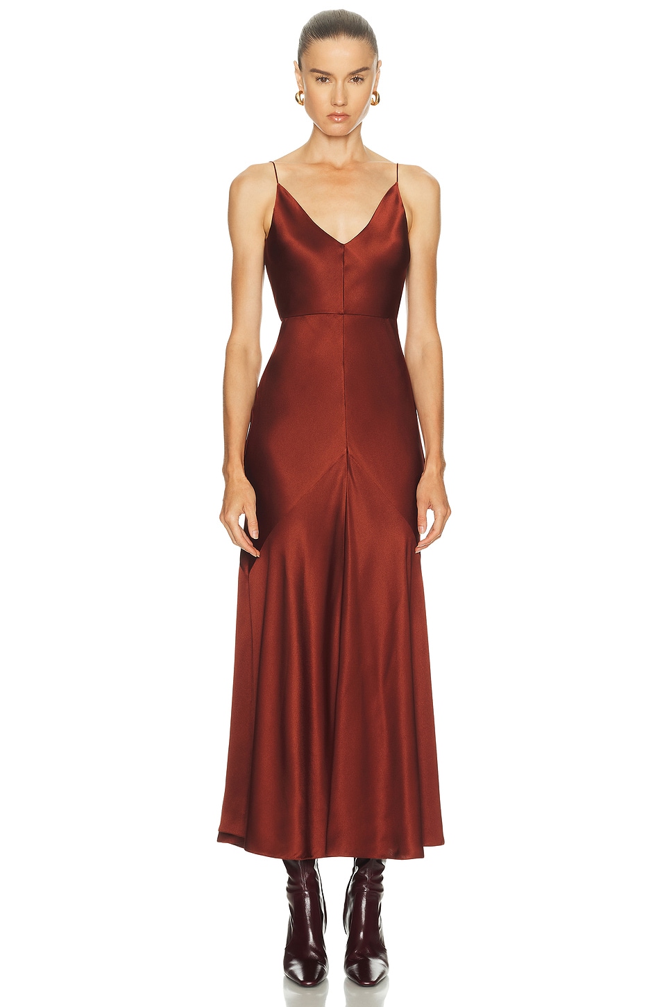 Gabriela Hearst Brigita Dress in Burnt Orange