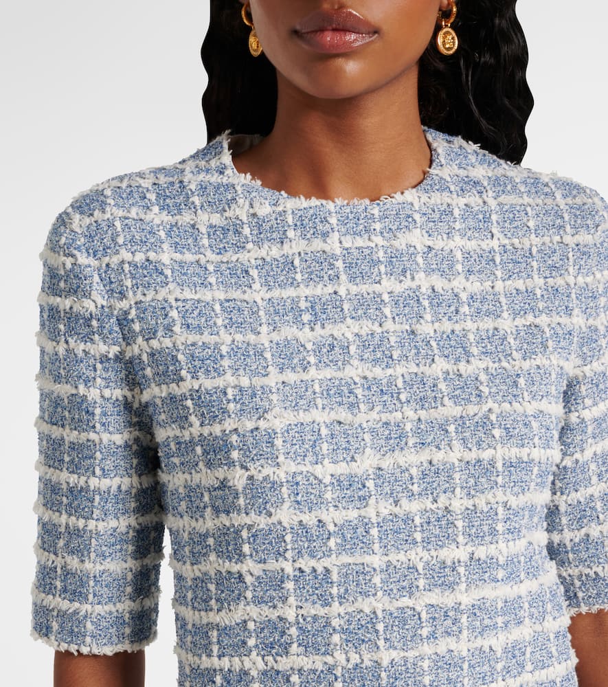 Checked cotton-blend tweed minidress