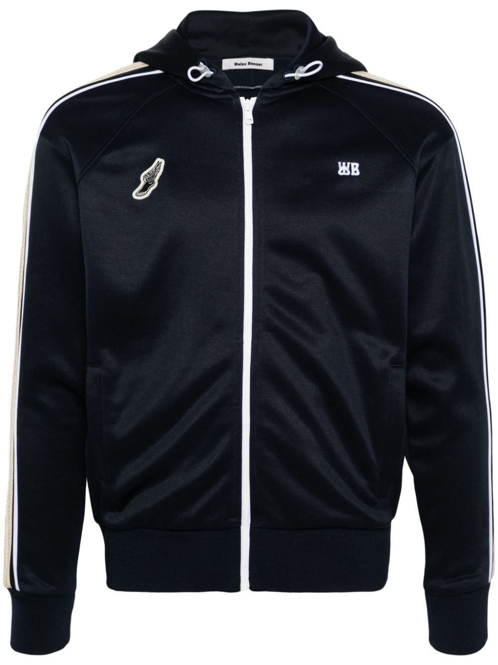 Logo-embroidered zip-up hoodie - Blue