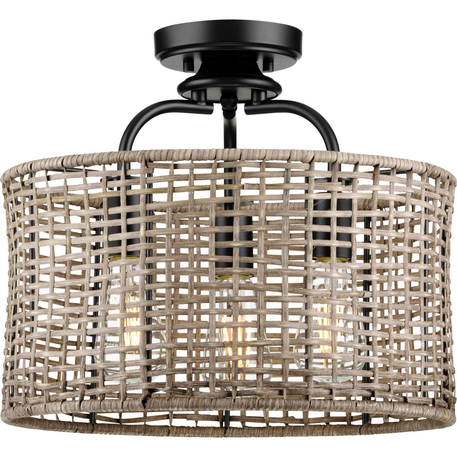 Matte Black Three Light Semi-Flush Conv from the Lavelle Collection