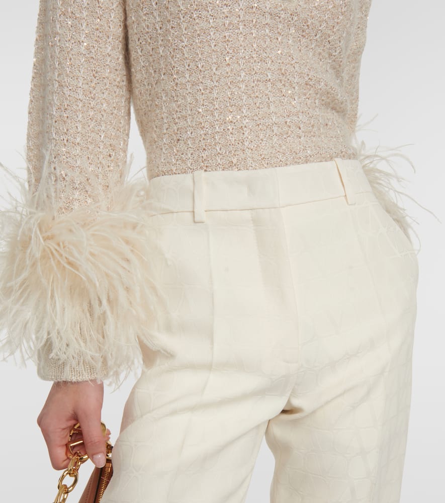 High-rise wool and silk wide-leg pants