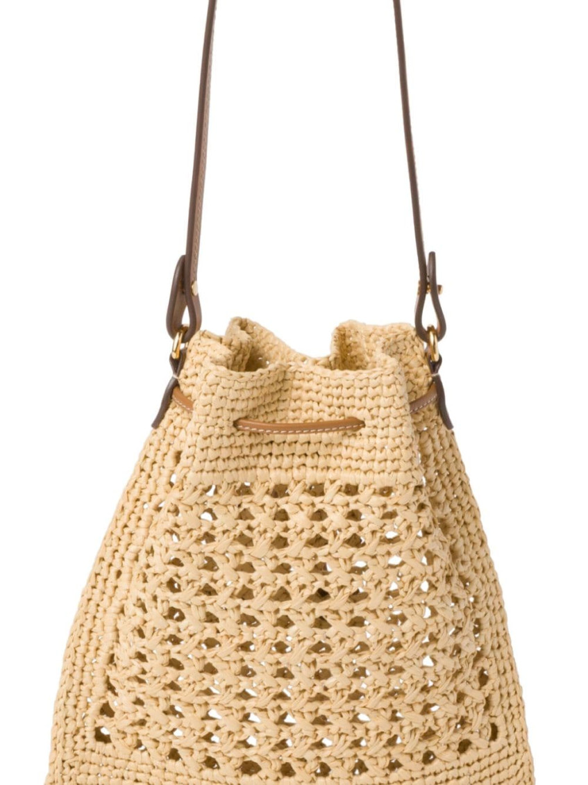 Beige Woven Raffia Mini Bag