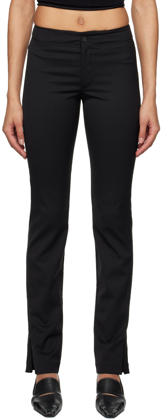 Black slim zip-up slacks
