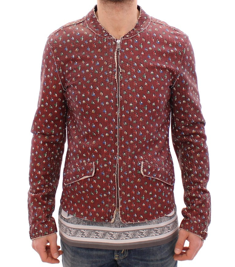 Boxer Print Lambskin Leather Jacket — Bordeaux