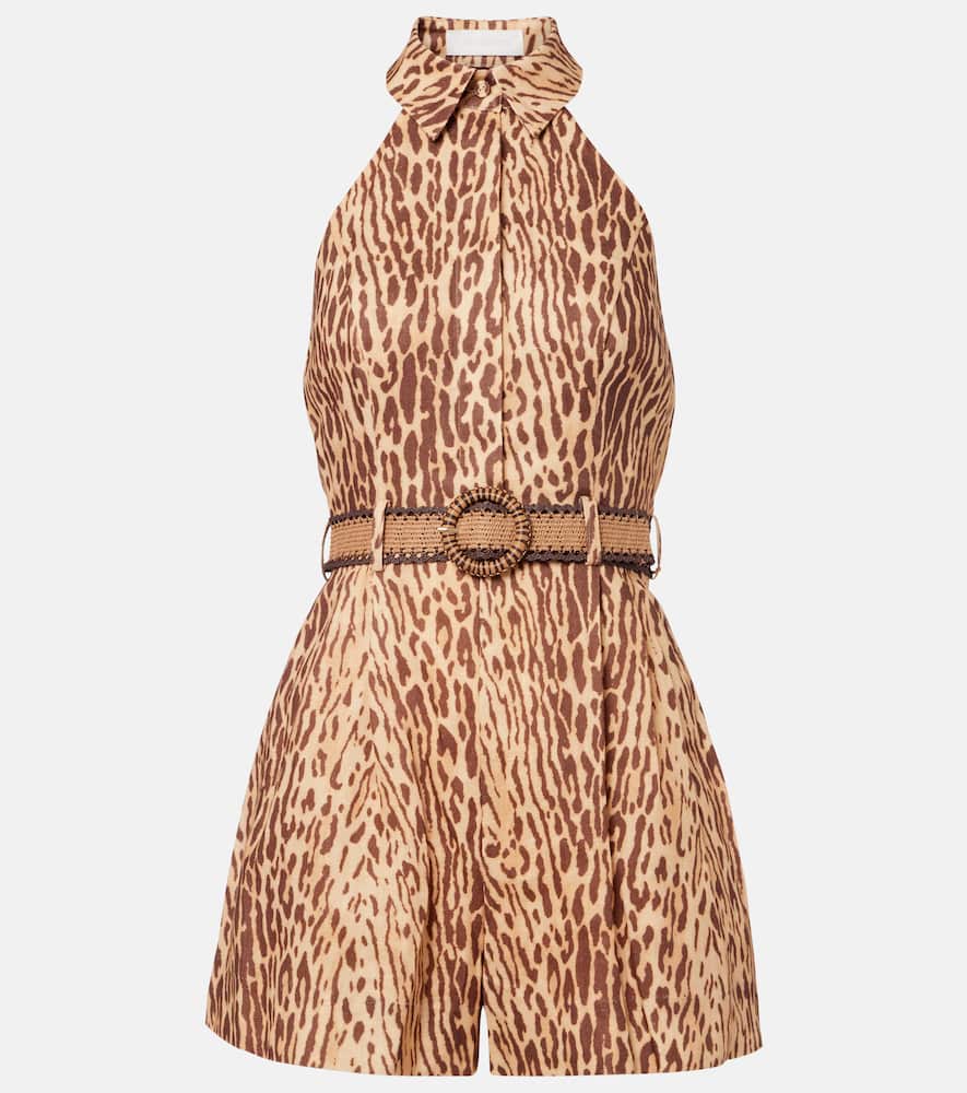 Printed linen jumpsuit