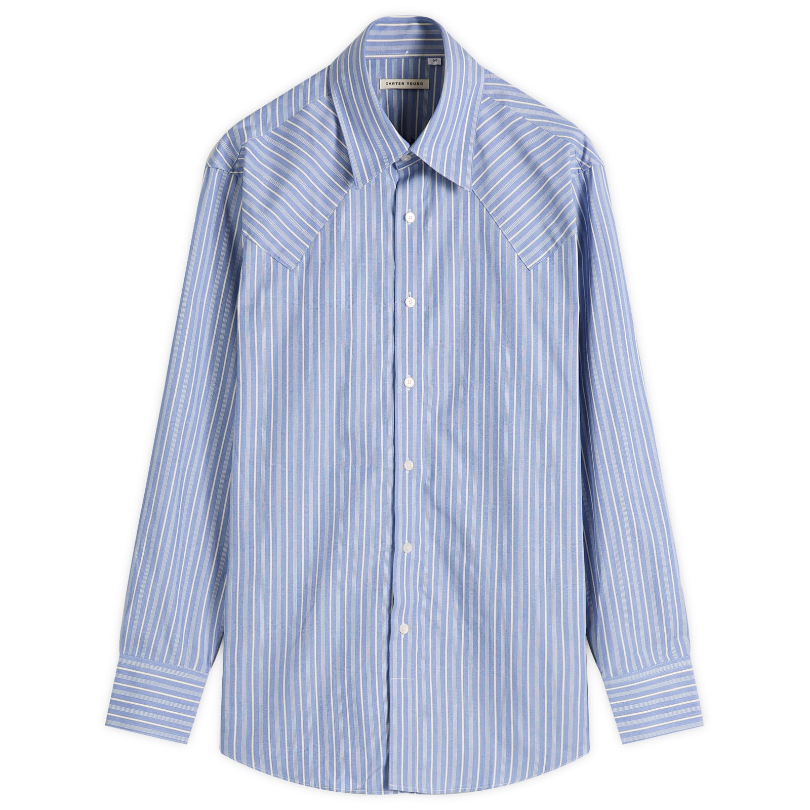 Men's Western Business Shirt Blue Static Stripe