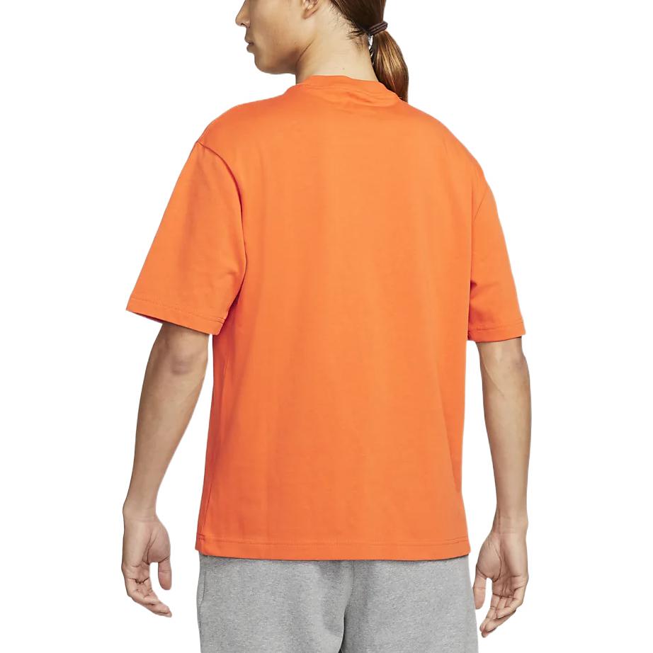 Men's Air Solid Color Alphabet Logo Round Neck Short Sleeve Orange T-Shirt
