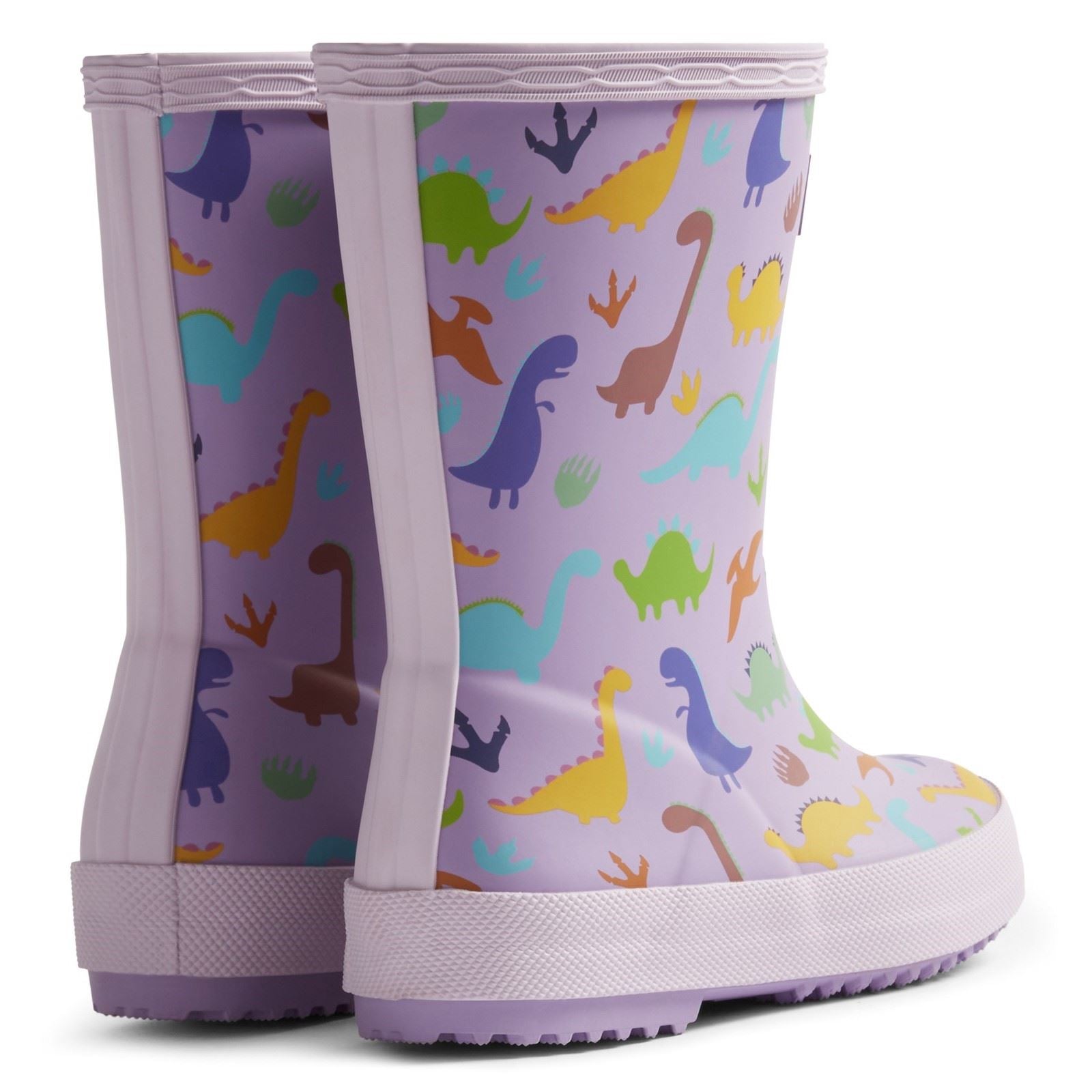 Hunter Kids Dinosaur Boot Rubber Purple Dinosaur Wellington Boot
