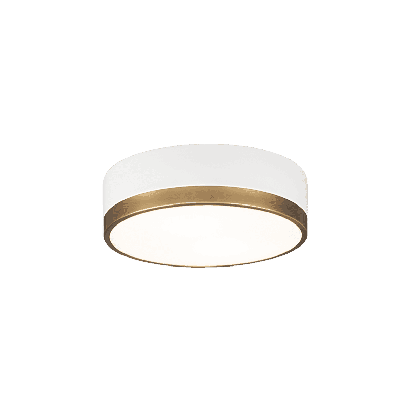 White & Aged Gold Brass Two Light Flush Mount from the Trydor Collection