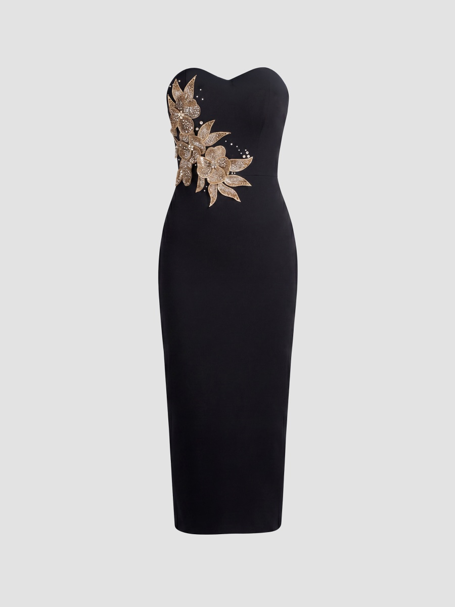 Women's Shailene Strapless Midi Dress - Black Multi