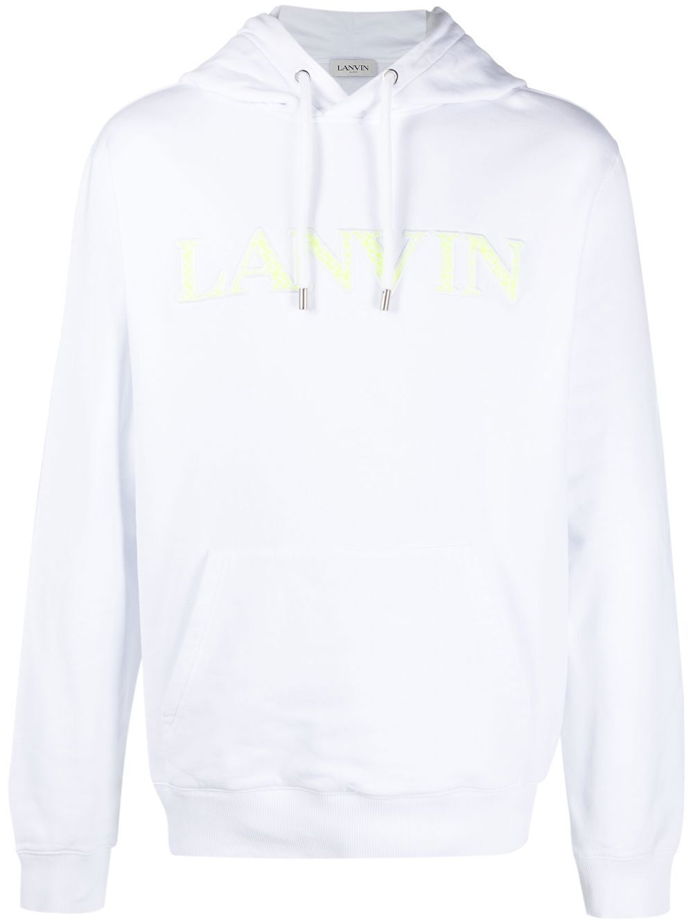 Embroidered-logo pouch-pocket hoodie - White