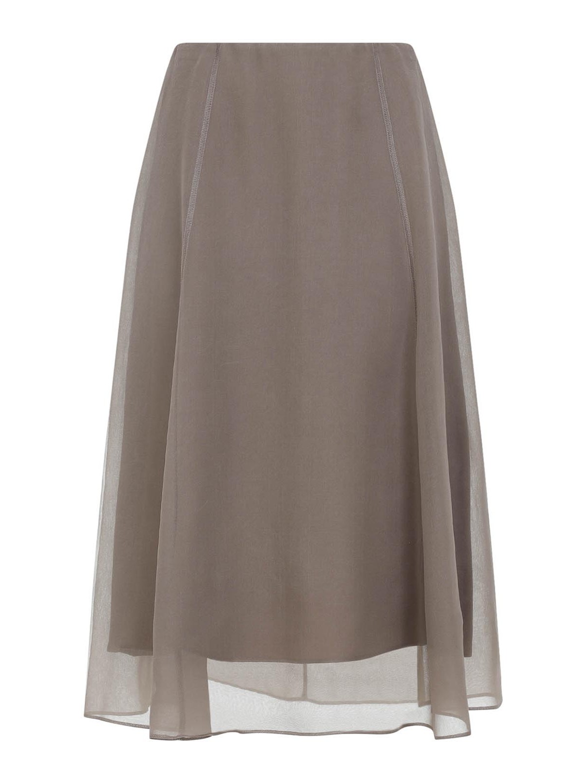 Stitching-detail A-line midi skirt - Brown