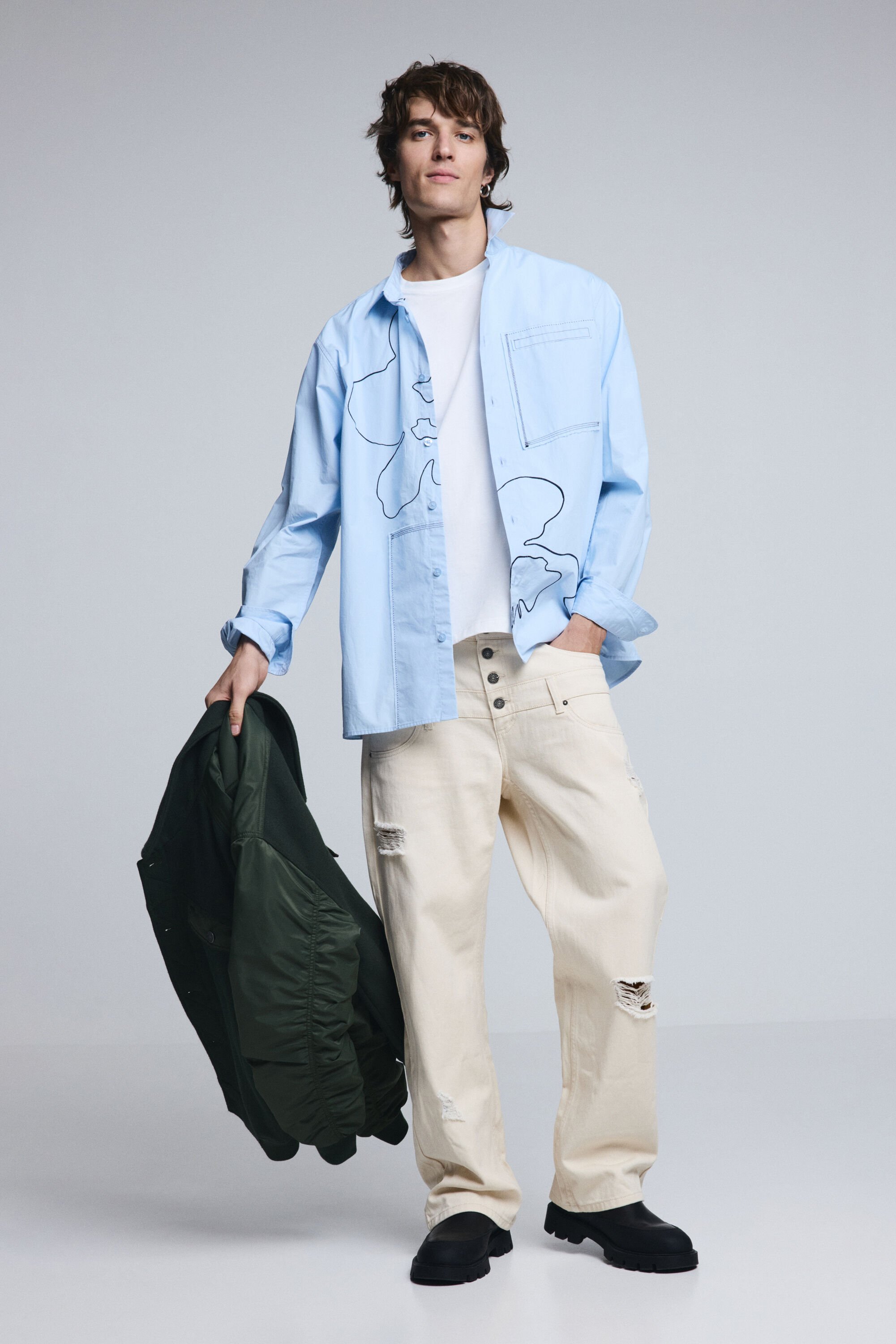 Double Waist Ripped Trouser