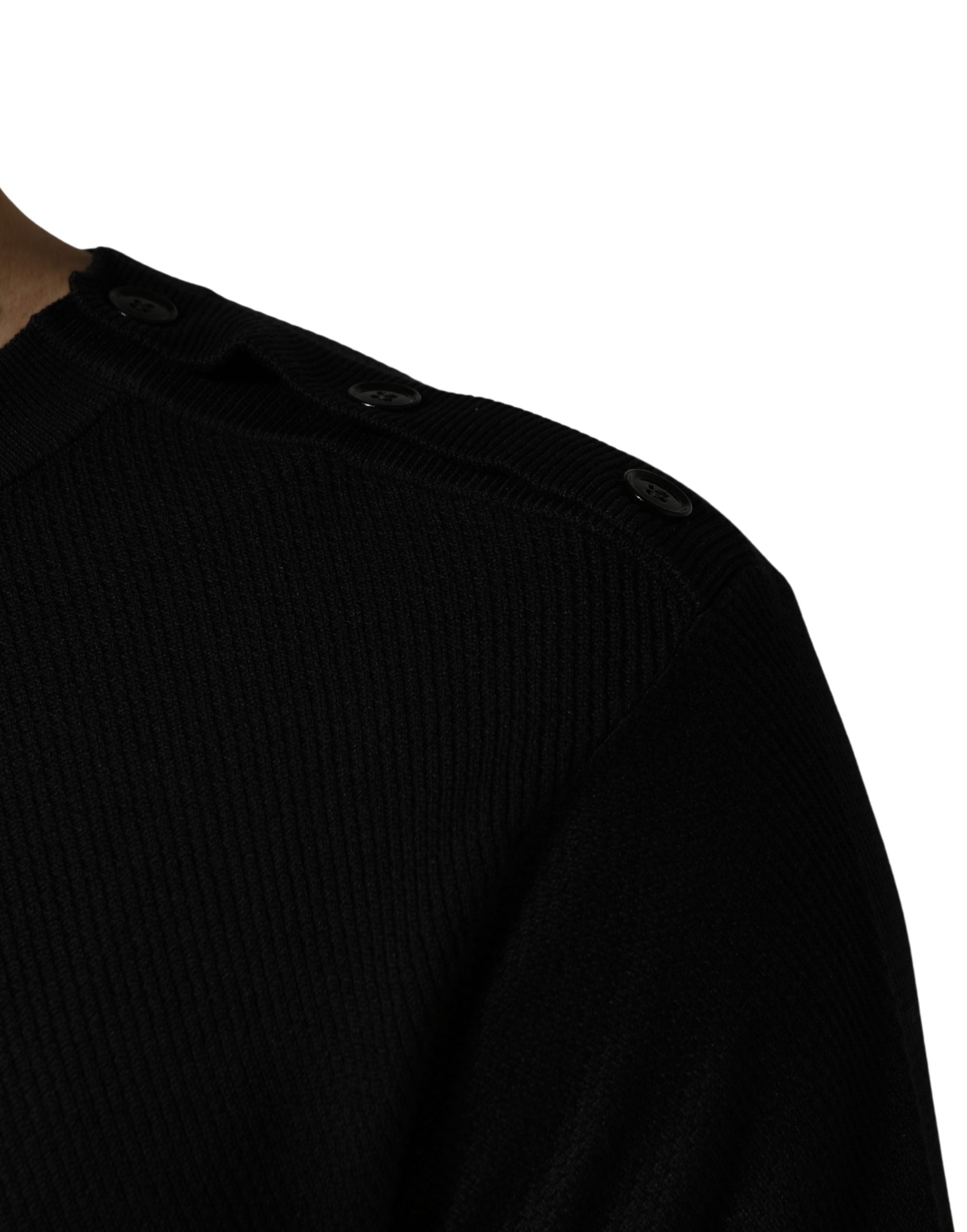Crew Neck Long Sleeve Sweater — Black