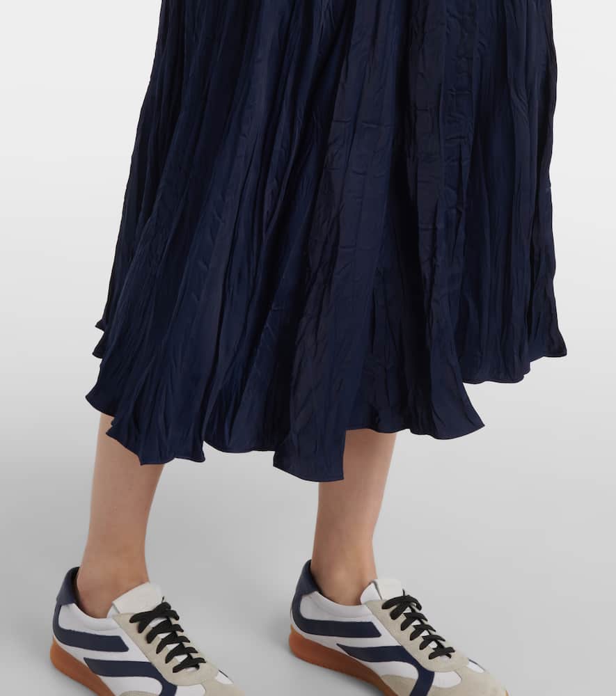 Crushed satin midi skirt