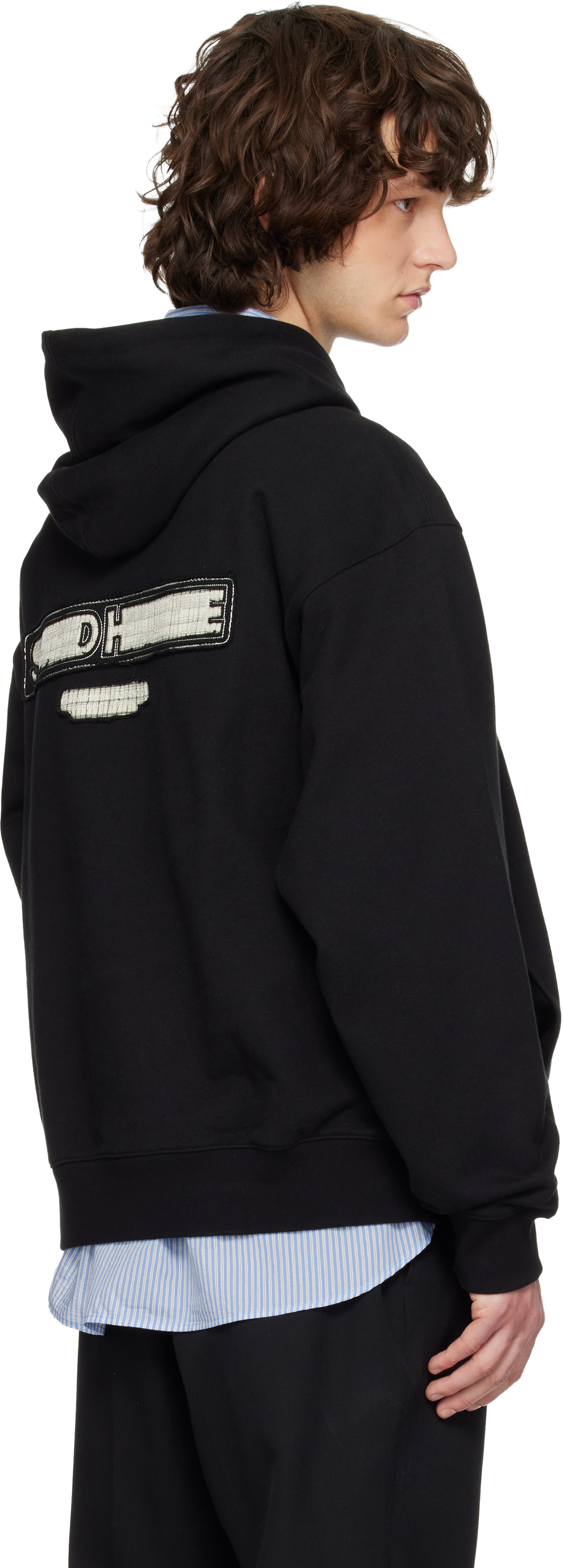 Black Solid Back Logo Hoodie