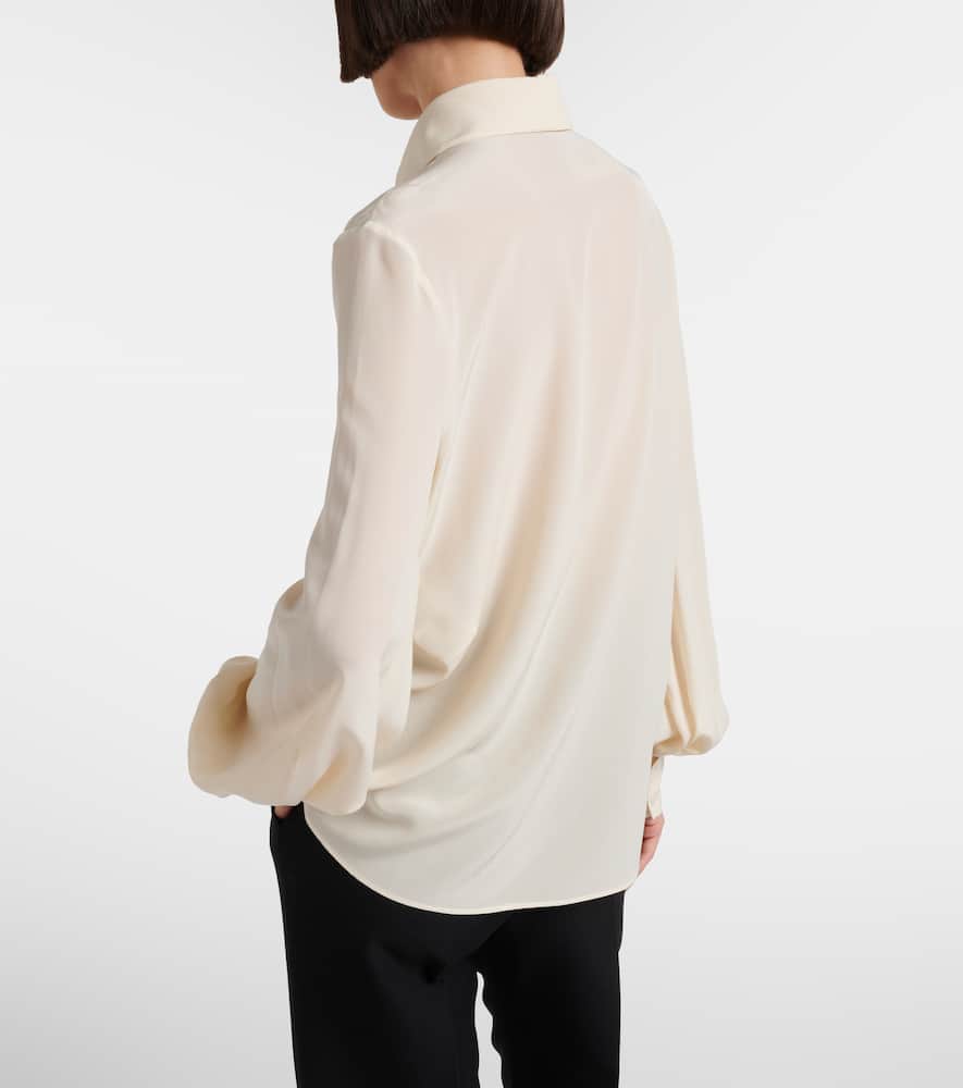 Bow-detail silk crêpe de chine blouse