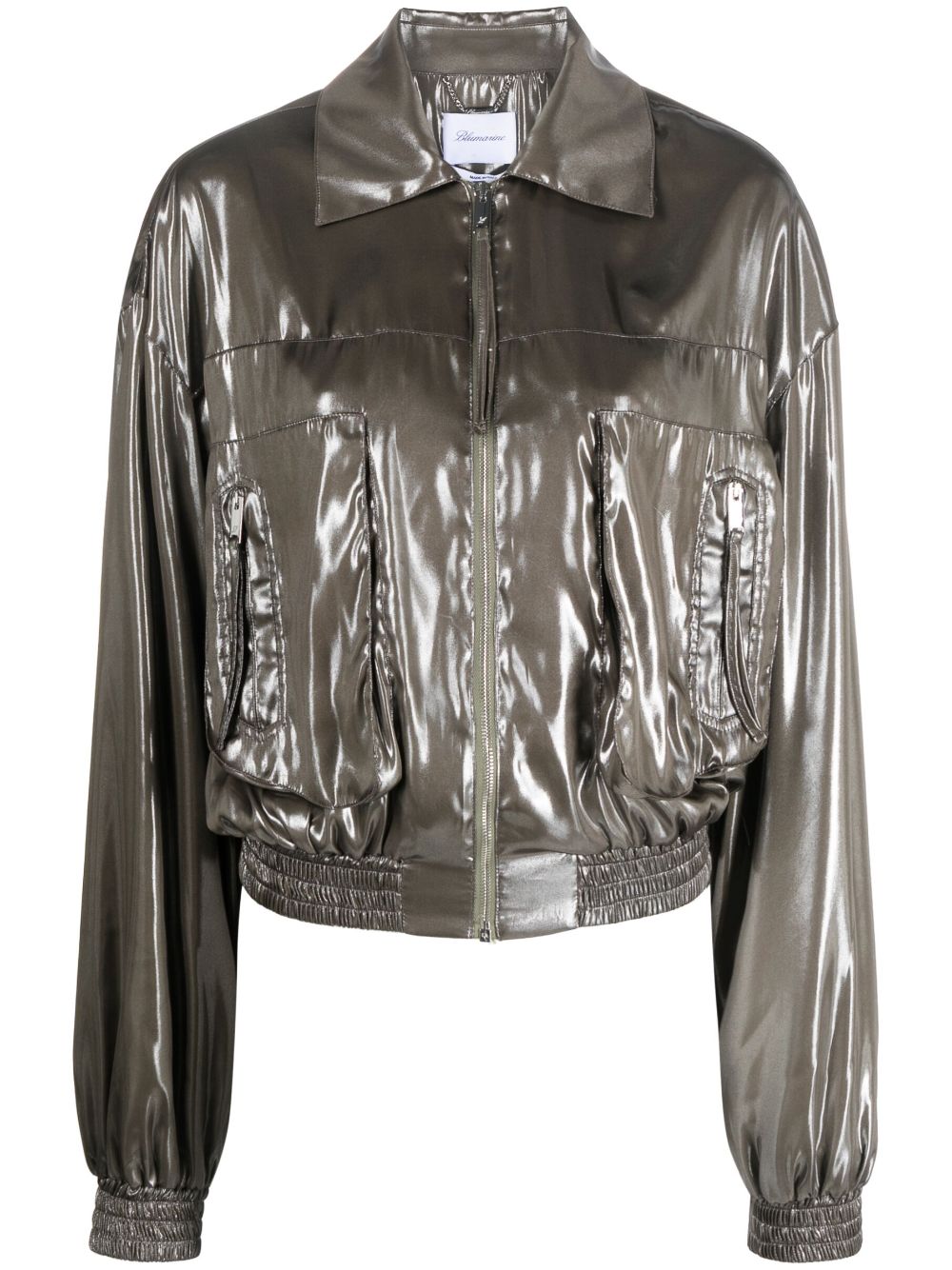 Pointed-collar metallic bomber jacket - Grey