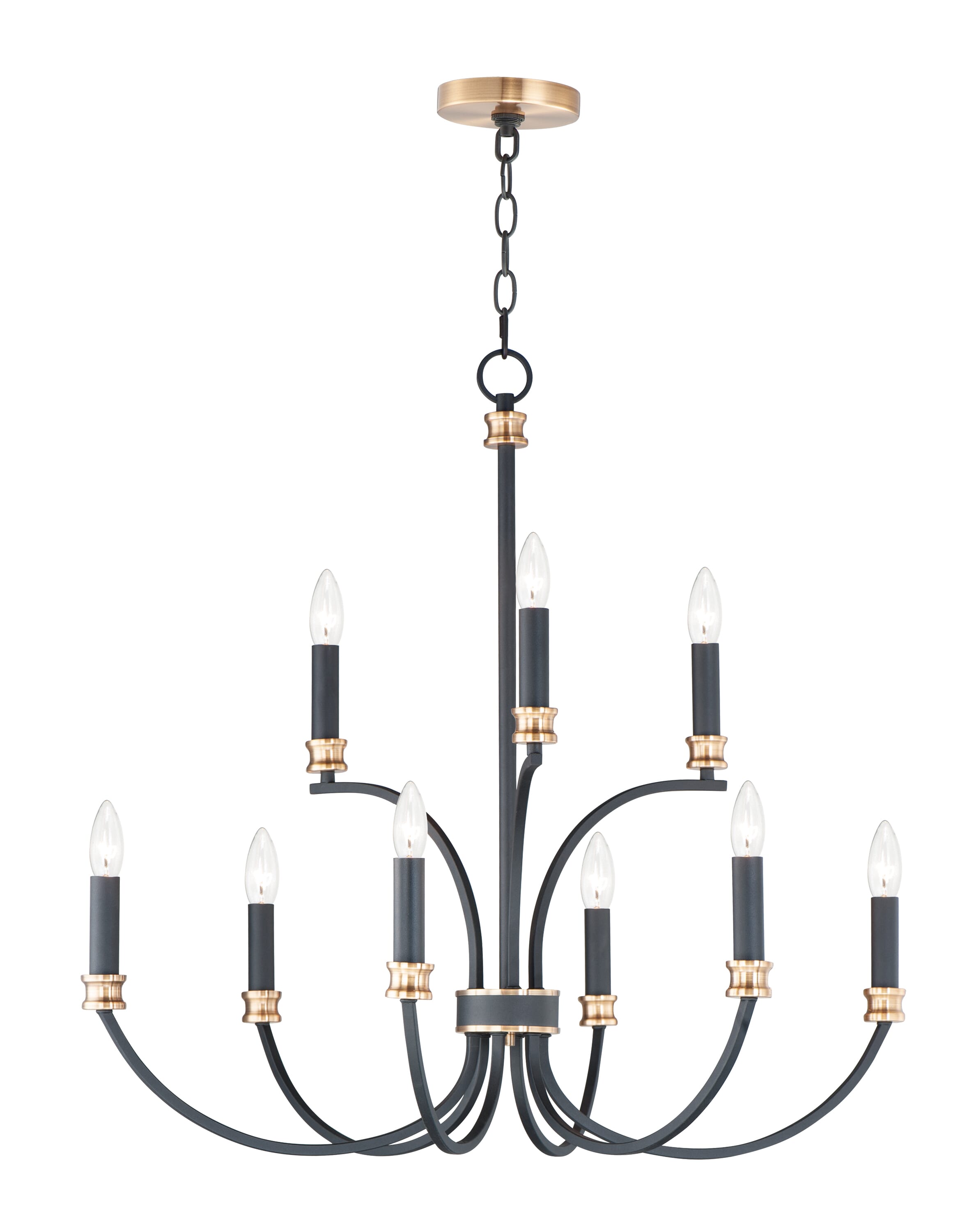 Maxim Charlton 9-Light Transitional Chandelier in Black and Antique Bra