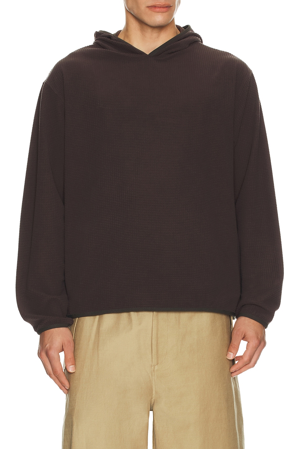 Le17Septembre Waffle Knit Pullover Hoodie in Brown - Brown. 46 also