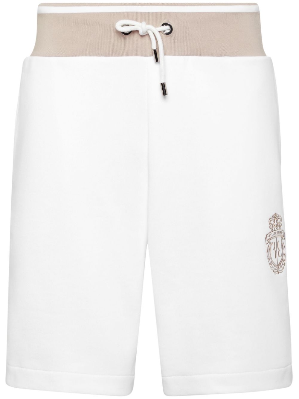 Logo-embroidered cotton track shorts - Black