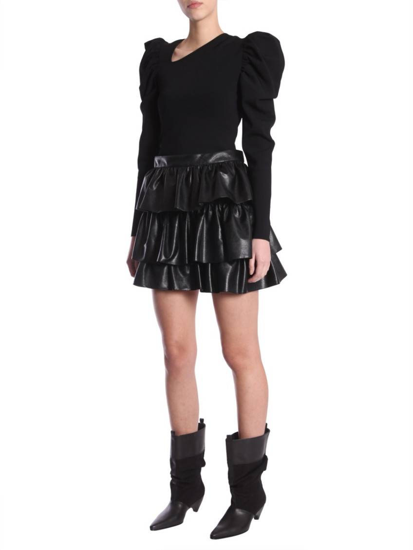 Black Solid Mini Skirt