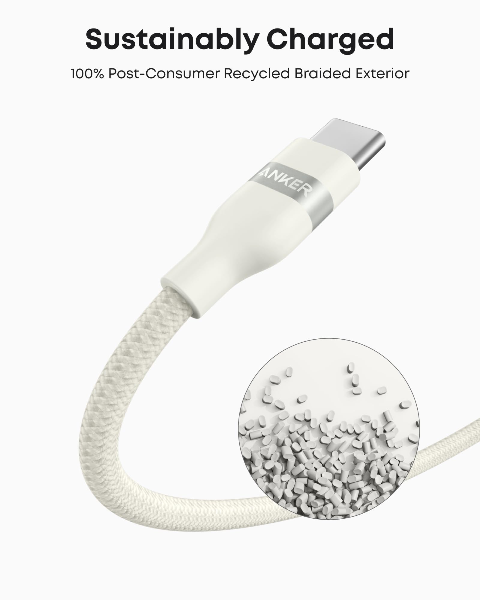 USB-A to USB-C Cable (3 ft, Upcycled-Braided)