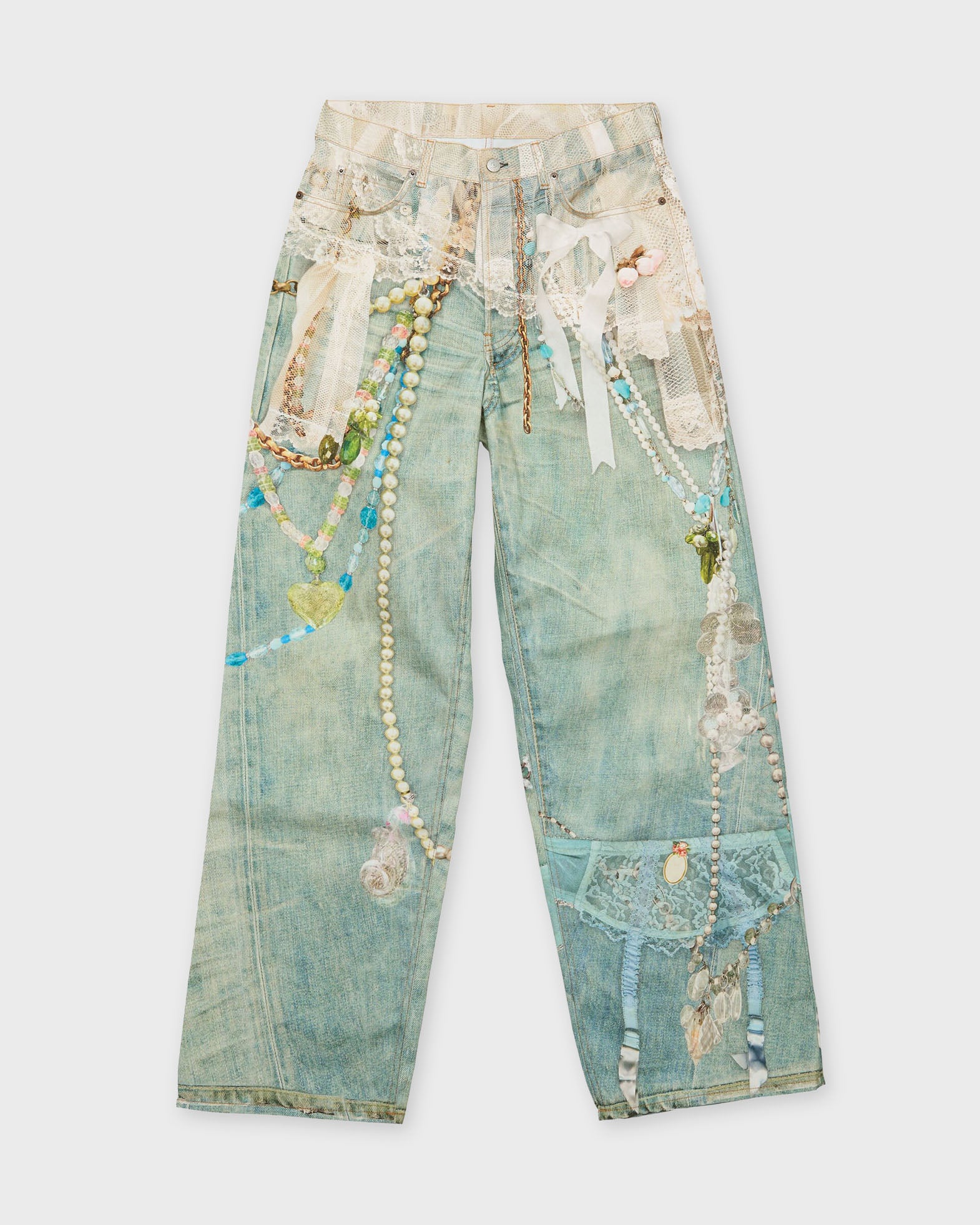 Acne Studios Jeans 1981 Loose Fit Vit/grön